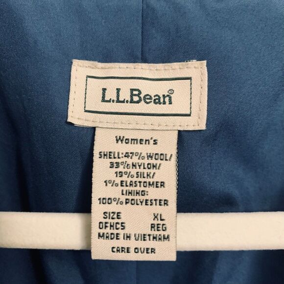 LL Bean Blue Herringbone Tweed Blazer Sz XL Wool Blend Career Classic Heritage - Picture 3 of 9